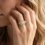 Yellow gold Round Cut Diamond Halo Ring with Pavé Band and Four-Prong Setting_59