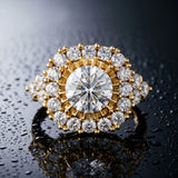Yellow gold Round Cut Diamond Halo Ring with Pavé Band and Four-Prong Setting_60