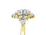 Yellow gold Round Cut Diamond Halo Ring with Pear Side Stones and Prong Setting_62