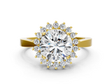 Yellow gold Round Cut Diamond Halo Ring with Round Brilliant Halo and Solitaire Band_104