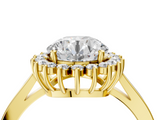 Yellow gold Round Cut Diamond Halo Ring with Round Brilliant Halo and Solitaire Band_108