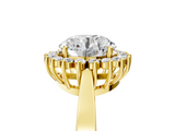Yellow gold Round Cut Diamond Halo Ring with Round Brilliant Halo and Solitaire Band_109
