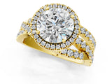 Yellow gold Round Cut Diamond Halo Ring with Round Split Shank and Prong Setting_37