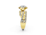 Yellow gold Round Cut Diamond Halo Ring with Round Split Shank and Prong Setting_38