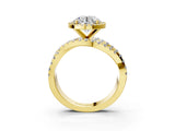 Yellow gold Round Cut Diamond Halo Ring with Round Split Shank and Prong Setting_39