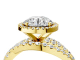 Yellow gold Round Cut Diamond Halo Ring with Round Split Shank and Prong Setting_40