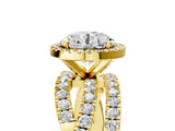 Yellow gold Round Cut Diamond Halo Ring with Round Split Shank and Prong Setting_41