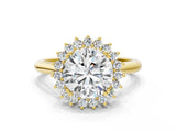 Yellow gold Round Cut Diamond Halo Ring with Solitaire Band and Prong Setting_69