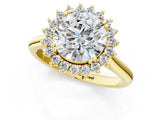 Yellow gold Round Cut Diamond Halo Ring with Solitaire Band and Prong Setting_70