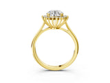 Yellow gold Round Cut Diamond Halo Ring with Solitaire Band and Prong Setting_72