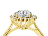 Yellow gold Round Cut Diamond Halo Ring with Solitaire Band and Prong Setting_73