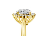 Yellow gold Round Cut Diamond Halo Ring with Solitaire Band and Prong Setting_74