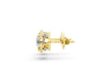 Yellow gold Round Cut Diamond Halo Stud Earrings with Pavé Accents_9