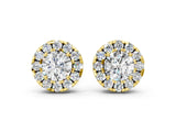 Yellow gold Round Cut Diamond Halo Stud Earrings_6