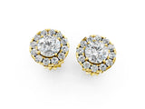 Yellow gold Round Cut Diamond Halo Stud Earrings_7