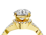 Yellow gold Round Cut Diamond  Halo Twist Band Solitaire Prong Setting Ring_40