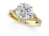 Yellow gold Round Cut Diamond  Halo Twist Band Solitaire Prong Setting Ring_43
