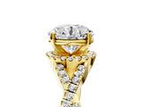 Yellow gold Round Cut Diamond  Halo Twist Band Solitaire Prong Setting Ring_47