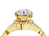 Yellow gold Round Cut Diamond  Halo Twist Band Solitaire Prong Setting Ring_91
