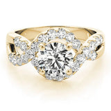 Yellow gold Round Cut Diamond Halo Twist Band with Four-Prong Setting 1