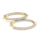 Yellow gold Round Cut Diamond Hoop Earrings with Channel Setting and Four-Prong Setting 1