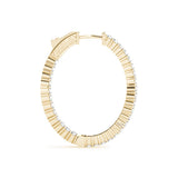 Yellow gold Round Cut Diamond Hoop Earrings with Channel Setting and Four-Prong Setting 2