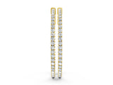 Yellow gold Round Cut Diamond Hoop Earrings with Pavé Setting and Prong Set Stones_8