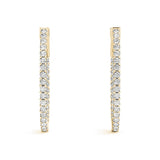 Yellow gold Round Cut Diamond Inside-Out Hoop Earrings in White Gold with Prong Setting 3