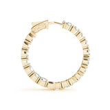 Yellow gold Round Cut Diamond Inside-Out Hoop Earrings with Shared Prong Setting 2