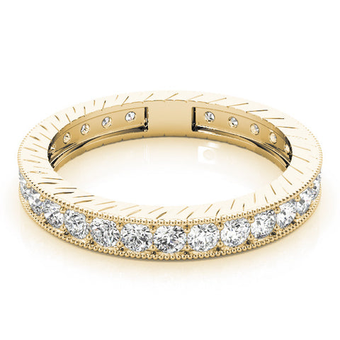 Yellow gold Round Cut Diamond Milgrain Bezel Set Eternity Band 1