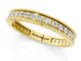 Yellow gold Round Cut Diamond Milgrain Bezel Set Eternity Band_10