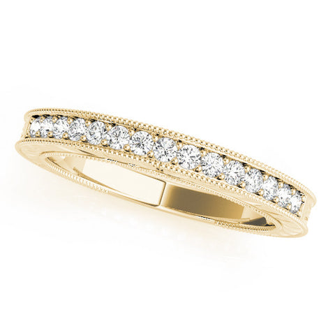 Yellow gold Round Cut Diamond Milgrain Eternity Band with Channel Setting