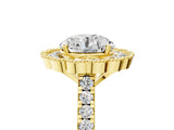 Yellow gold Round Cut Diamond Milgrain Floral Halo Engagement Ring with Pavé Band_30