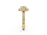 Yellow gold Round Cut Diamond Milgrain Halo Engagement Ring with Round Pavé Band and Prong Setting_14