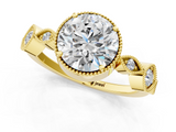 Yellow gold Round Cut Diamond Milgrain Marquise Band with Prong Setting_4