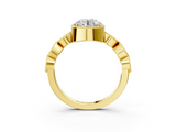 Yellow gold Round Cut Diamond Milgrain Marquise Band with Prong Setting_6