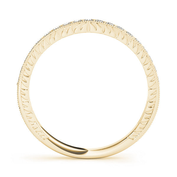 Yellow gold Round Cut Diamond Milgrain Pavé Eternity Band 1