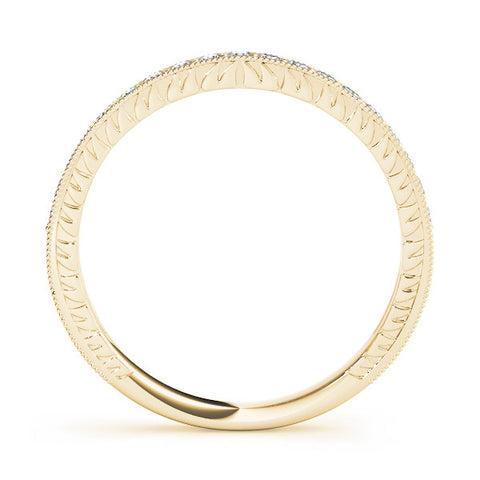 Yellow gold Round Cut Diamond Milgrain Pavé Eternity Band 1
