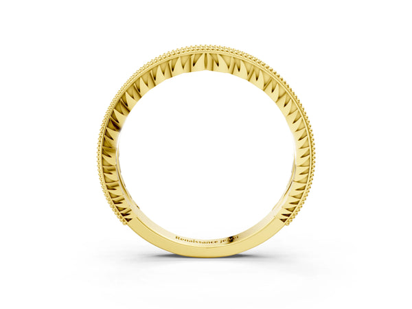 Yellow gold Round Cut Diamond Milgrain Pavé Eternity Band