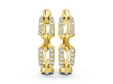 Yellow gold Round Cut Diamond Paperclip Hoop Earrings_4
