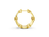 Yellow gold Round Cut Diamond Paperclip Hoop Earrings_5