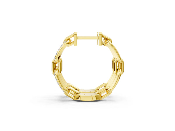 Yellow gold Round Cut Diamond Paperclip Hoop Earrings