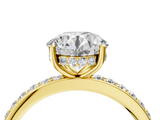 Yellow gold Round Cut Diamond Pavé Band Ring with Four-Prong Setting_40