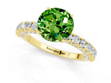 Yellow gold Round Cut Diamond Pavé Band Solitaire Ring with Prong Setting_1