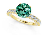 Yellow gold Round Cut Diamond Pavé Band Solitaire Ring with Prong Setting_1