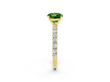 Yellow gold Round Cut Diamond Pavé Band Solitaire Ring with Prong Setting_2
