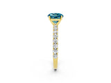 Yellow gold Round Cut Diamond Pavé Band Solitaire Ring with Prong Setting_2