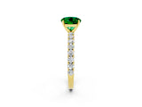 Yellow gold Round Cut Diamond Pavé Band Solitaire Ring with Prong Setting_2
