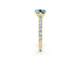 Yellow gold Round Cut Diamond Pavé Band Solitaire Ring with Prong Setting_2