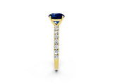 Yellow gold Round Cut Diamond Pavé Band Solitaire Ring with Prong Setting_2